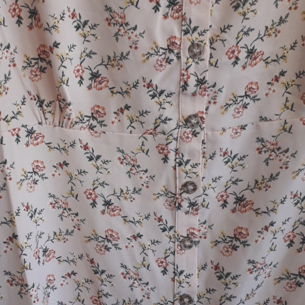 Always Indigo Ditsy Floral Blush Pink Plus Size Retro Style Dress - Picture 7 of 11